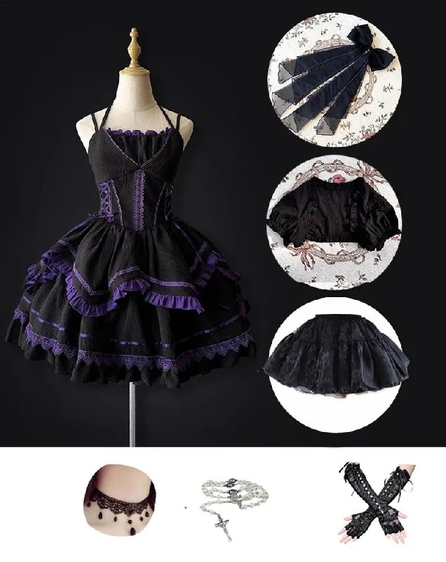 black JSK+trailing+black bolero+petticoat+necklace+gloves