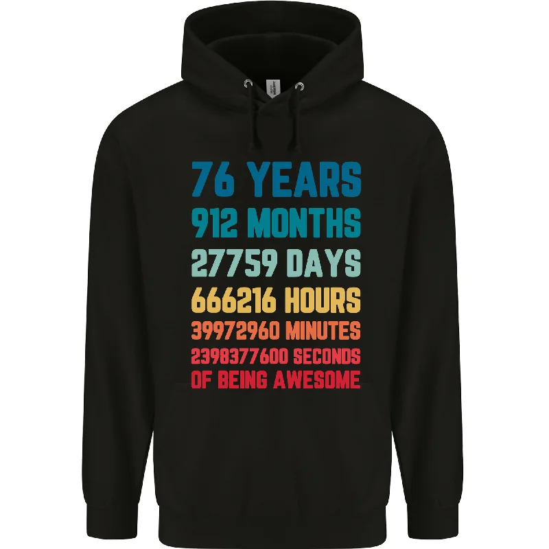 casual pullover hoodie76th Birthday 76 Year Old Mens 80% Cotton Hoodie