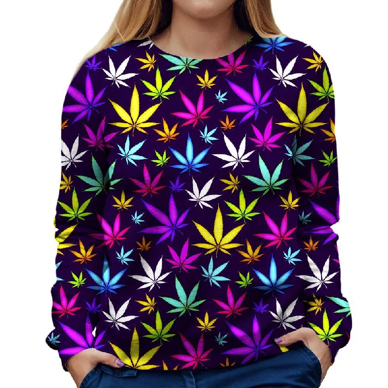 long-sleeve athletic hoodieBlack Weed Womens Sweatshirt