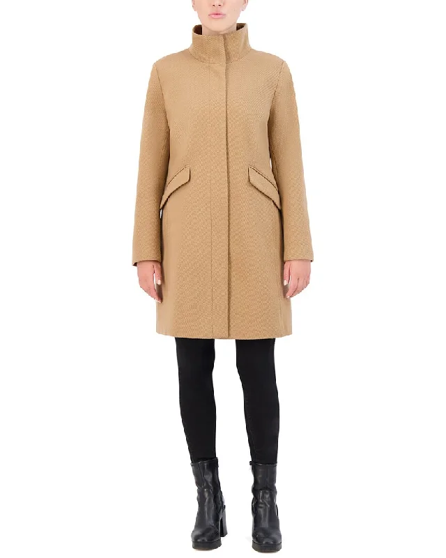 Cole Haan Soft Twill Zip Up Coat