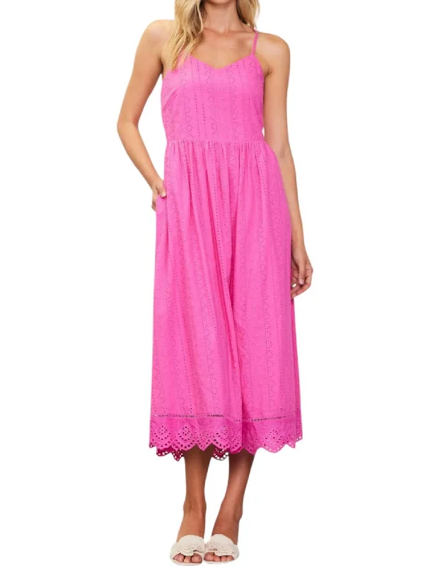 elegant maxi dressEyelet Midi Dress In Pink Bubblegum