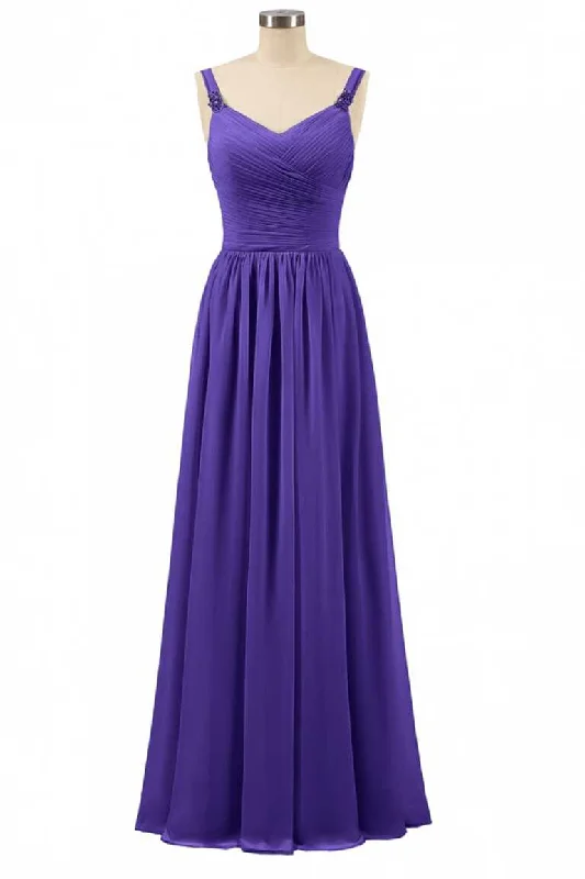 casual day dressPurple Chiffon Sweetheart Straps A-Line Bridesmaid Dress