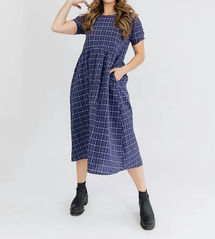 casual midi dressKavita Dress In Indigo Plaid