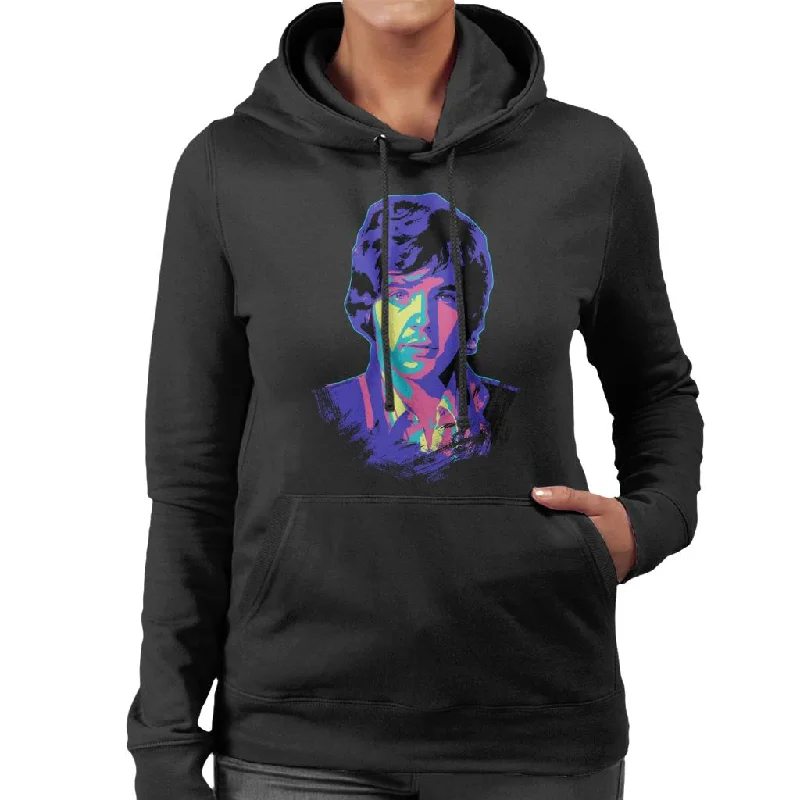 casual hoodie with logoTV Times David Essex Portrait Pop Art Stylised Women's Hooded Sweatshirt