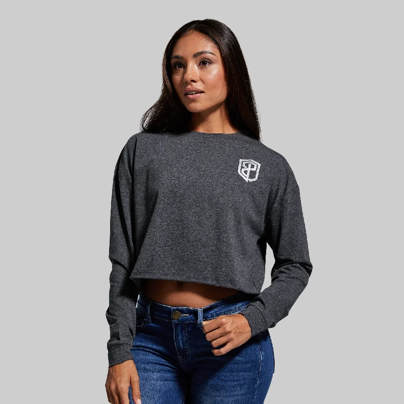 fashion casual hoodieTraining Crop Long Sleeve (Dark Heather Grey)