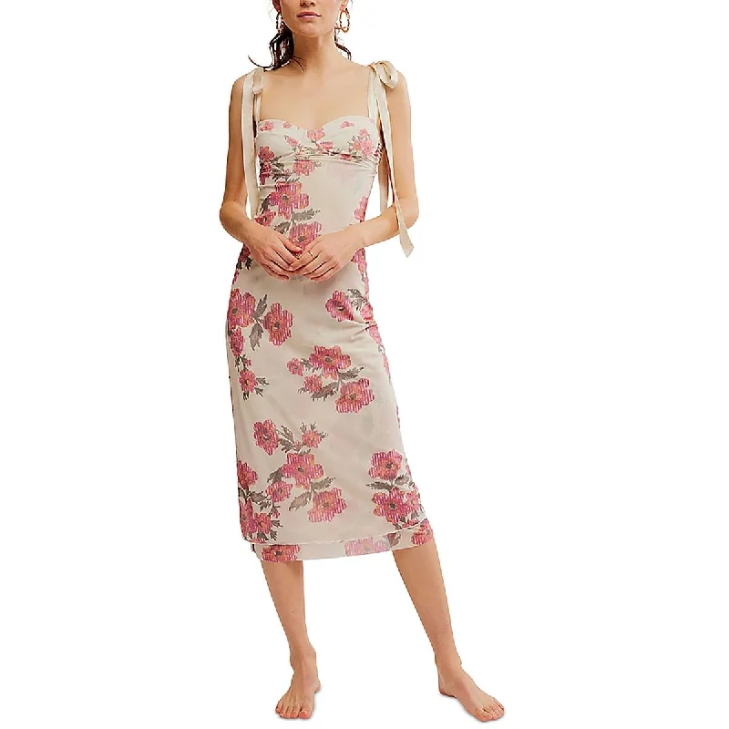 sleeveless dressWomens Floral Print Underwire Sheath Dress