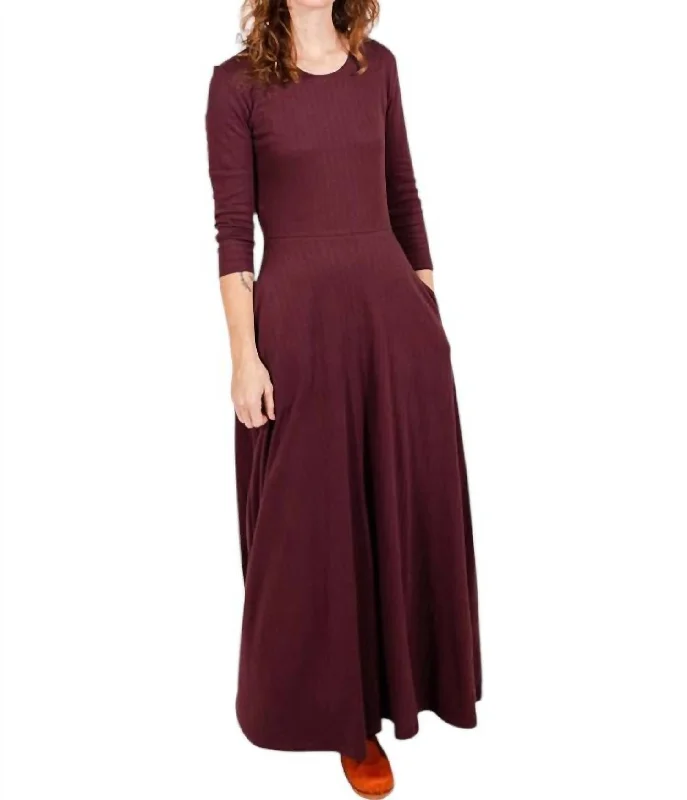 floral midi dressMumbai Maxi Dress In Eggplant Rib Knit