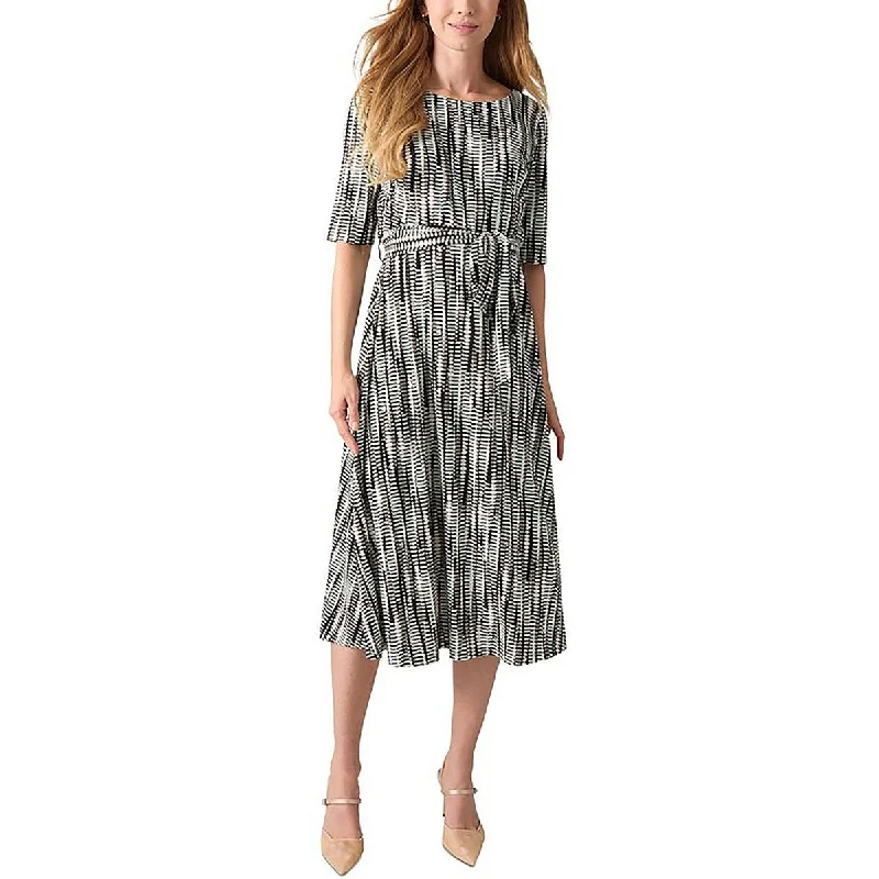 flowy dressPetites Womens Pattern Boatneck Midi Dress