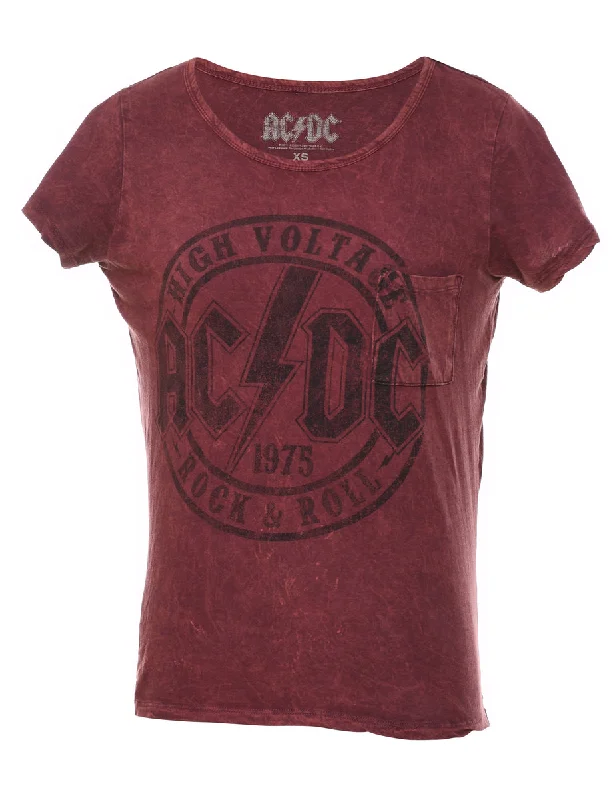 Maroon & Black AC/DC Band T-shirt - XS