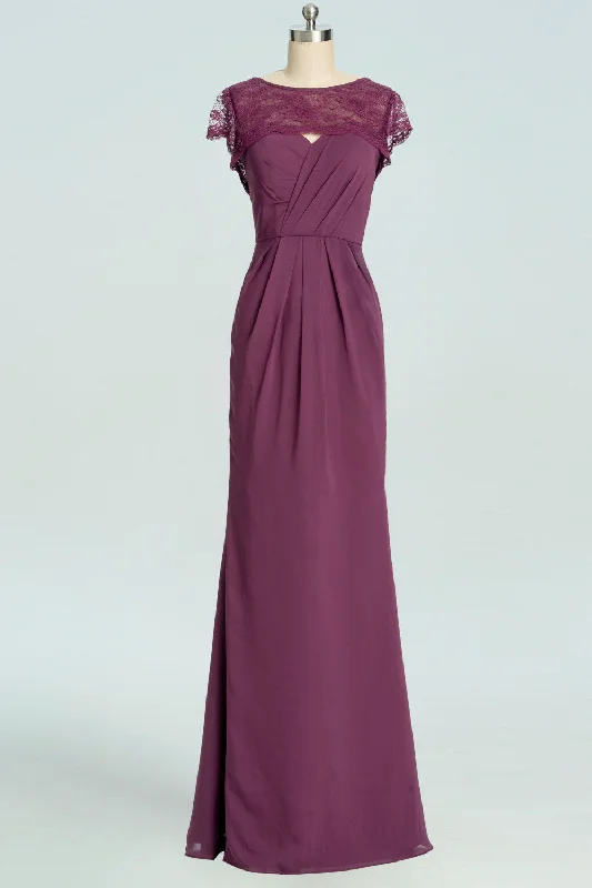 pleated dressElegant Plum Mermaid Long Bridesmaid Dress