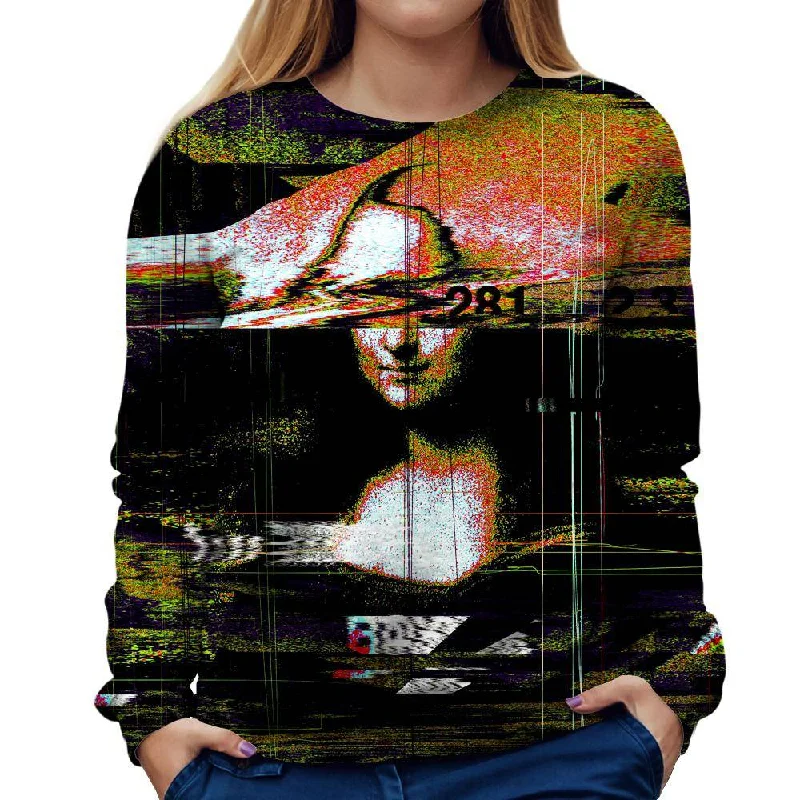 luxe gym hoodieMona Lisa Colored Glitch Womens Sweatshirt