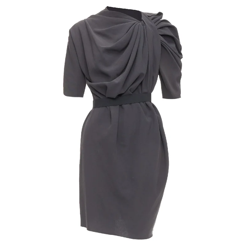 fitted dressLanvin asymmetric draped gathered belted dress