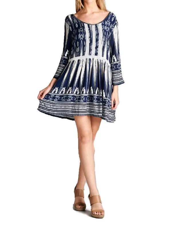 boho dressGeometric Mini Dress In Blue