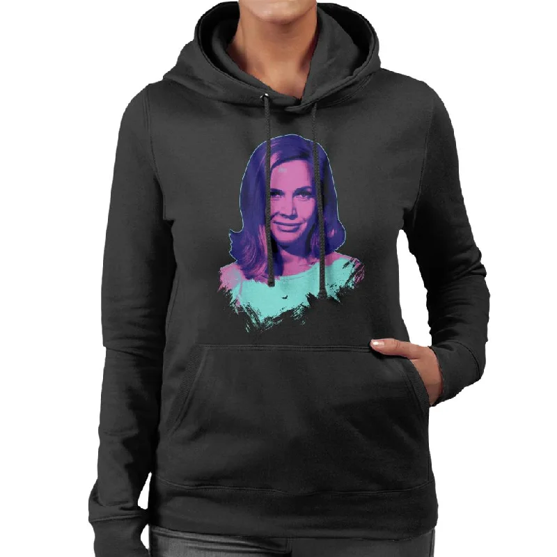 comfortable fleece hoodieTV Times Actress Honor Blackman Pop Art Stylised Women's Hooded Sweatshirt