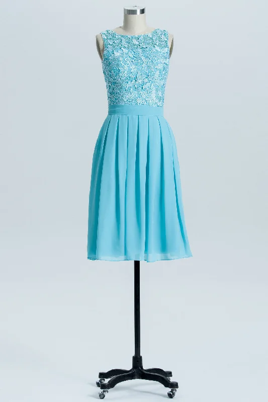 floral wrap dressPrincess Blue Lace and Chiffon Short A-line Homecoming Dress