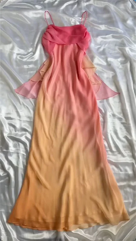 party dressChic Ombre Orange Chiffon Prom Dress Evening Gown Y7758