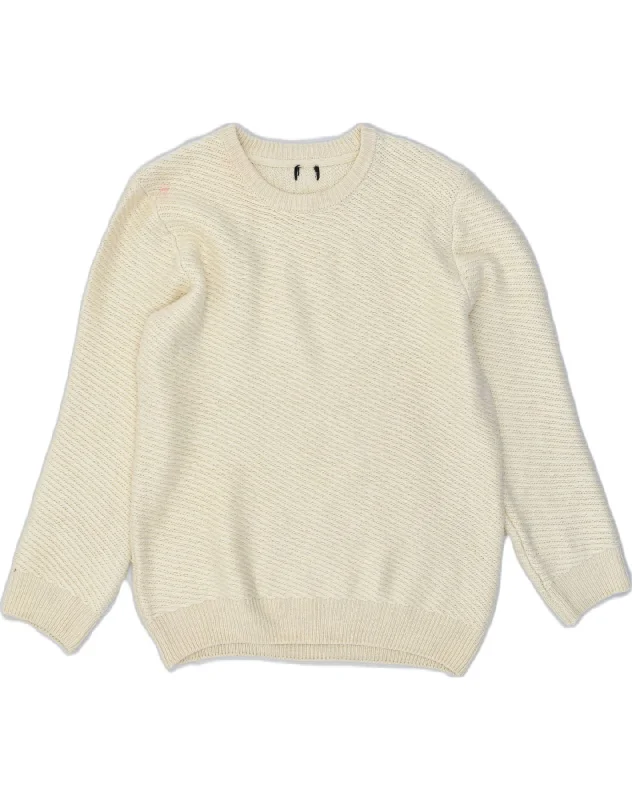 oversized pullover hoodieVINTAGE Womens Crew Neck Jumper Sweater UK 16 Large Beige Acrylic