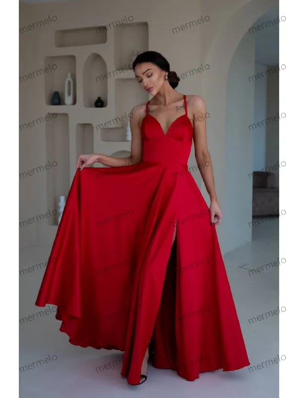 long-sleeve floral dressRed Silk Dress With Slit, Red Silk Long Dress, Maxi Prom Dress, Women Silk Maxi Dress, Handmade Dress, Silk Birthday Dress