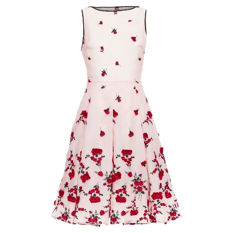 office dressOscar de la Renta degrade carnation rose embroidered dress