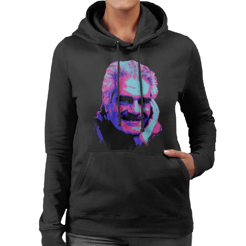 casual fit hoodieTV Times Actor Omar Sharif 1988 Pop Art Stylised Women's Hooded Sweatshirt