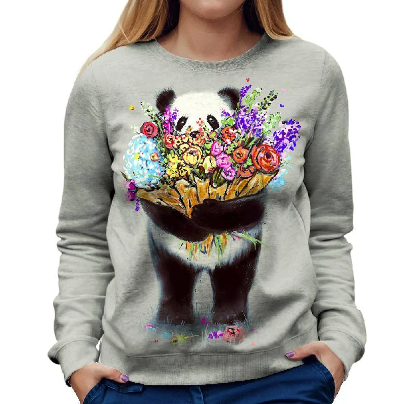 classic gym sweatshirtPandas Got Flowers For You Womens Sweatshirt