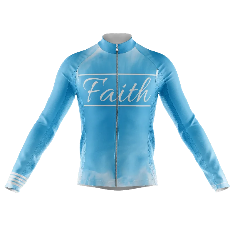 high-end athletic hoodieFaith Blue Long Sleeve Cycling Jersey