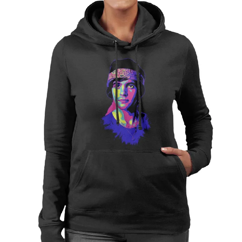 stylish hoodieTV Times David Essex Bandana Portrait Pop Art Stylised Women's Hooded Sweatshirt