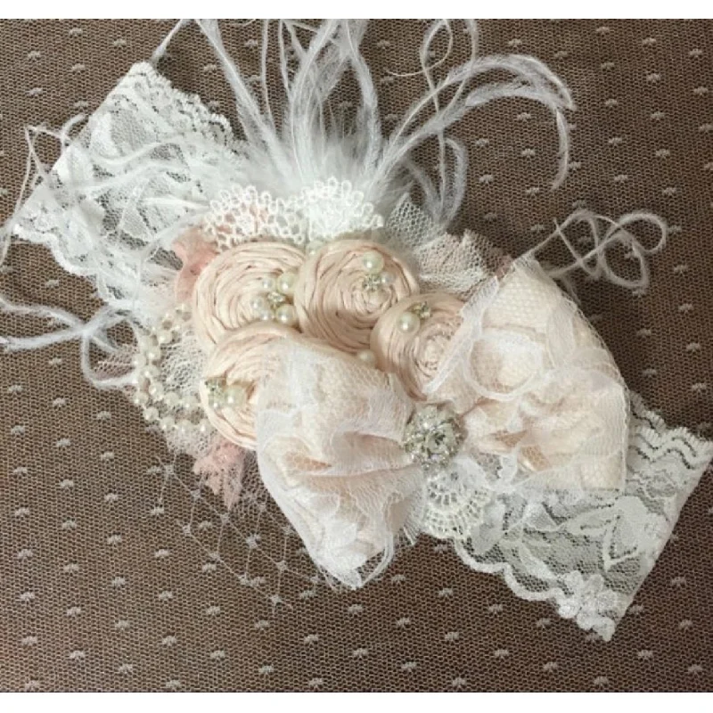 lace-up dressSasha Headband in Blush Rosettes