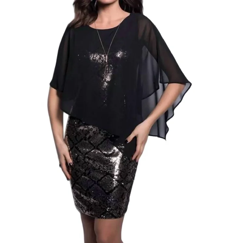 cocktail dressCocktail Dress With Chiffon Sleeves In Black