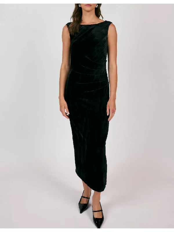 backless dressMasterpiece Cowl Neck Velvet Midi Dress In Black