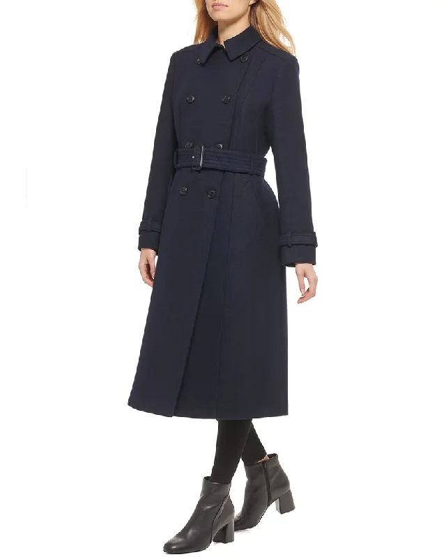 Cole Haan Flared Wool-Blend Trench Coat