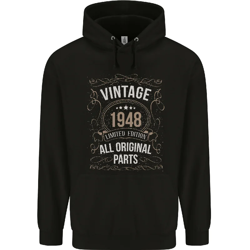 fleece hoodie for winter76th Birthday Limited Edition 1948 Mens 80% Cotton Hoodie