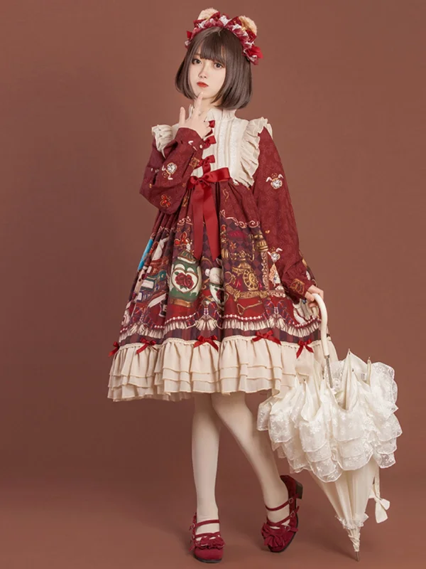 elegant shift dressOCELOT~Crown Bear~Kawaii Daily Lolita Long OP Dress