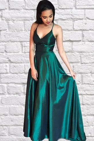 high-waisted dressSimple Hunter Green Long Prom Dress