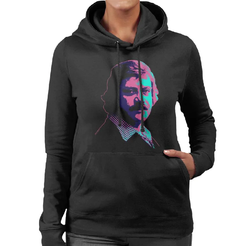 cozy hoodieTV Times Actor Oliver Reed 1978 Pop Art Stylised Women's Hooded Sweatshirt