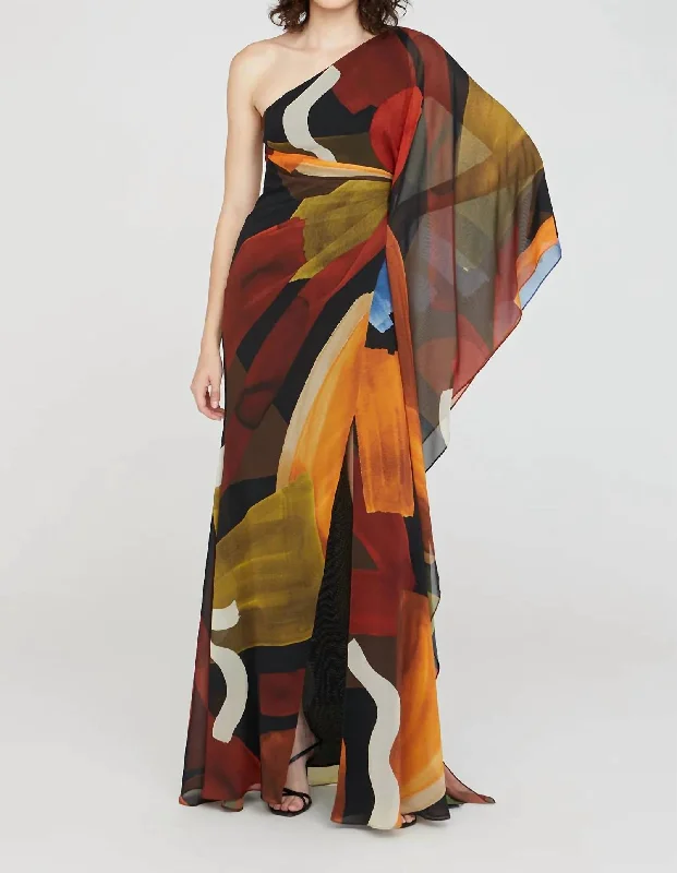 floral midi dressNusi Caftan Dress In Abstract Shapes