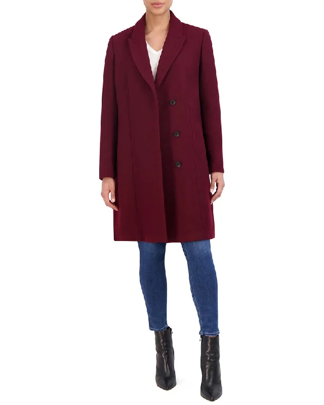 Cole Haan Asymmetrical Peak Lapel Wool-Blend Coat