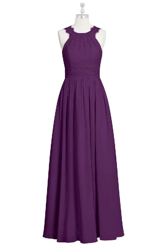 long-sleeve floral dressMagenta Chiffon Halter Cutout Back Long Bridesmaid Dress