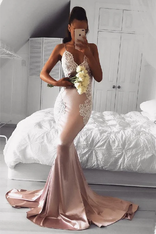 casual knit dressSexy Straps Pink Mermaid Long Bridesmaid Dress