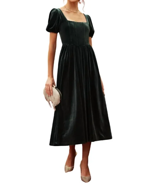 satin midi dressVelvet Corset Dress In Hunter Green