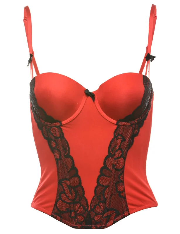 Black & Red Contrast Bustier - S