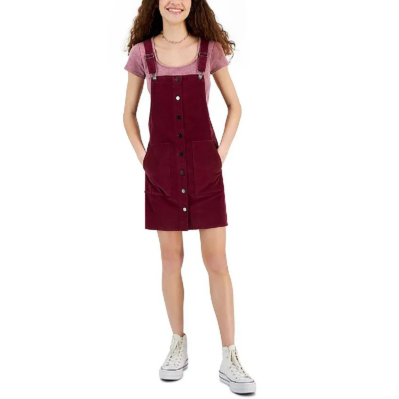 casual slip dressWomens Pockets Overall Mini Dress