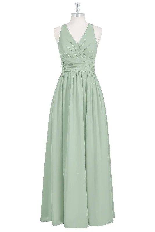 oversized dressSage Green V-Neck Backless A-Line Bridesmaid Dress