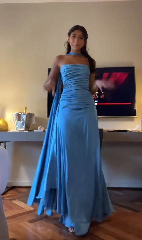 fitted bodycon dressElegant Blue Prom Dress,Chic Blue Evening Dress  Y7442