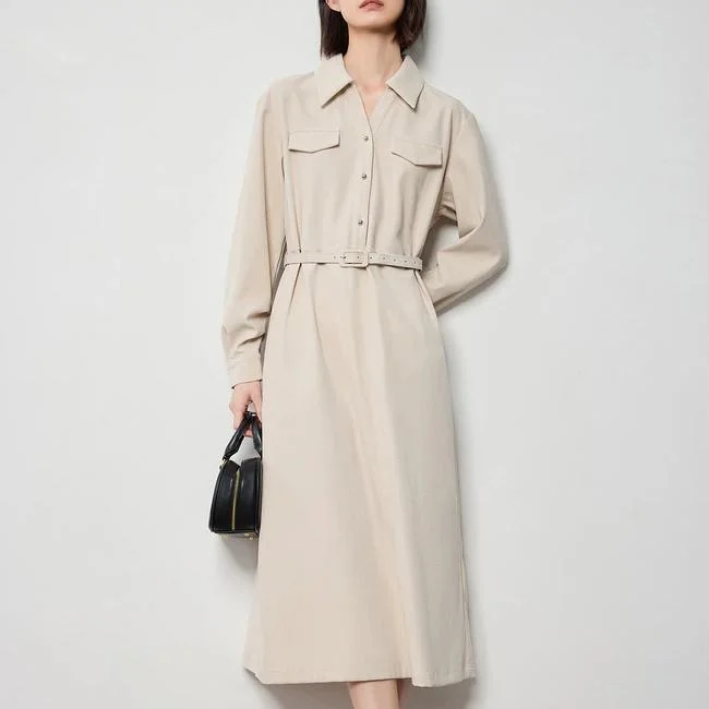 one-shoulder dressWomen's Autumn Brushed Long Sleeve Shirt Dress