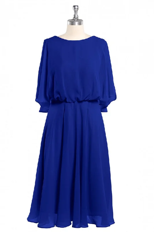 sleek dressRoyal Blue Long Sleeve Blouson-Style Bridesmaid Dress