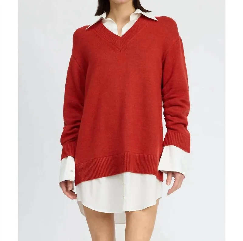 casual shift dressColby Dress In Brick Red