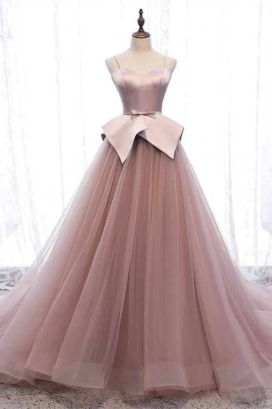 casual day dressPrincess Spaghetti Straps Blush Pink Ball Gown