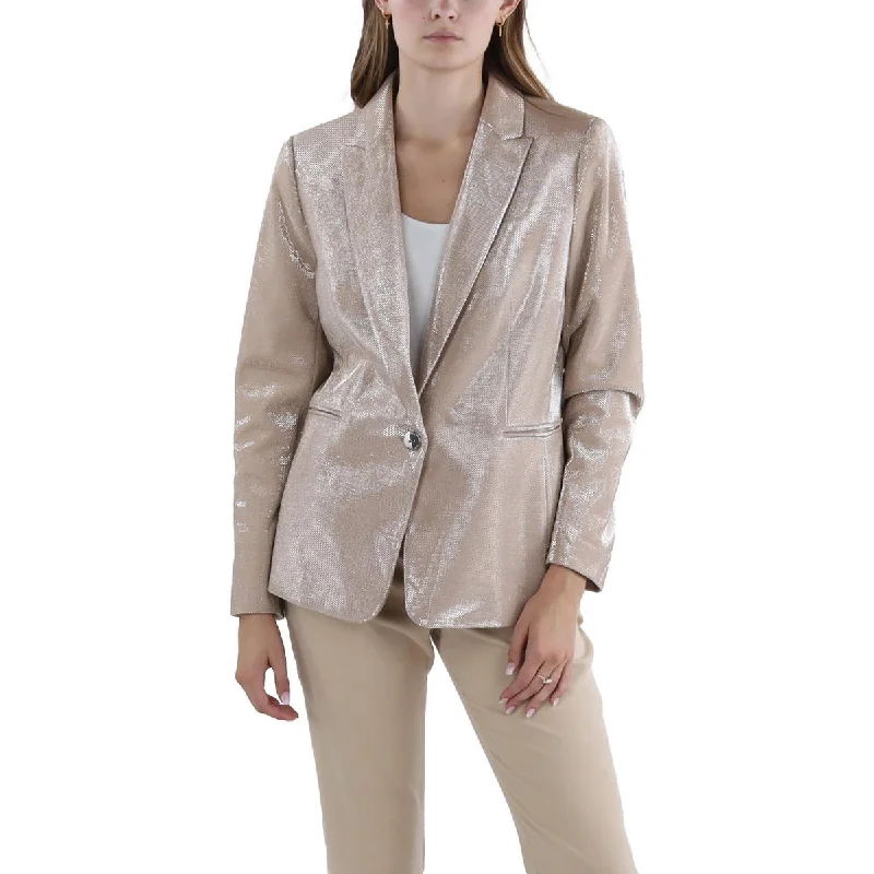 Womens Textured Special Occasion One-Button Blazer