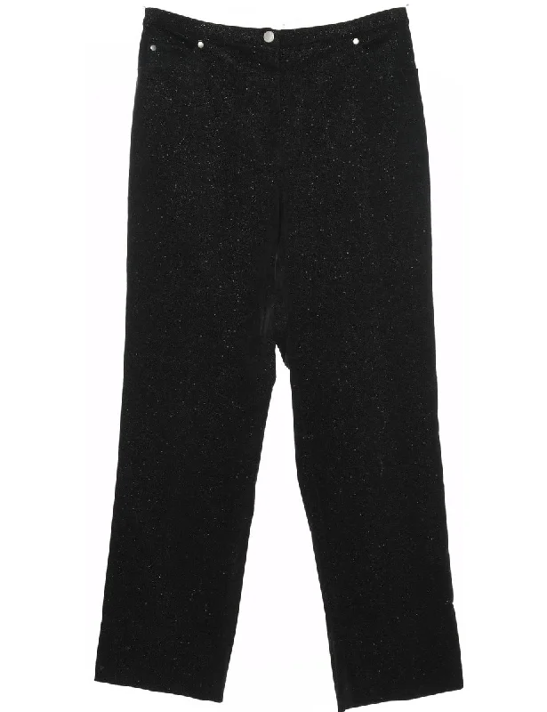 Black & Silver Sparkly Trousers - W30 L30